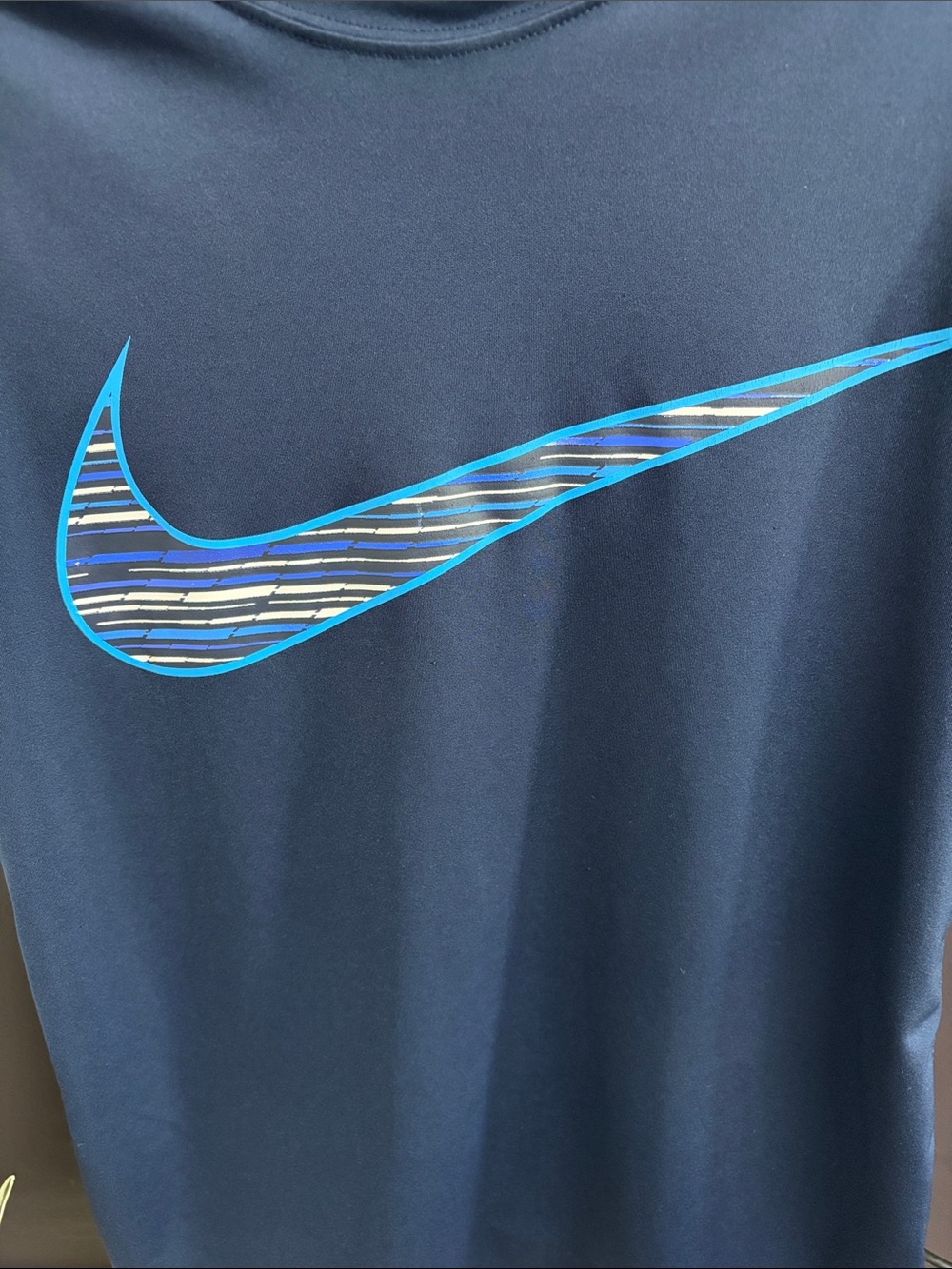 Nike Boy’s  Navy Sleeveless Tank with Light Blue Striped Swoosh!! EUC